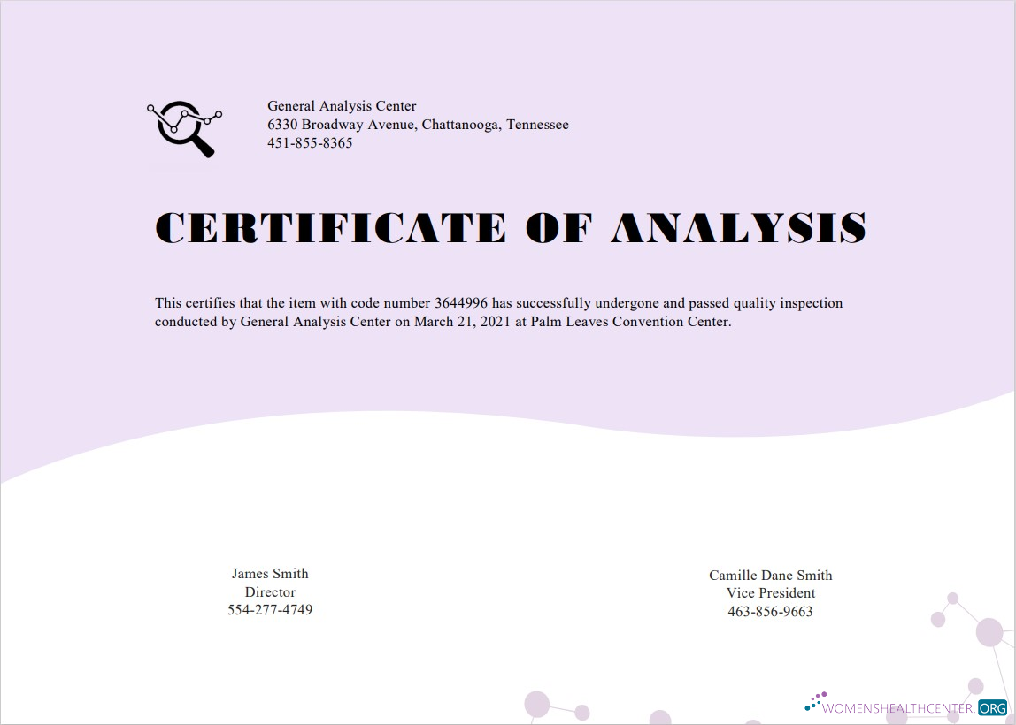 Download USA General Analysis cert Photoshop template